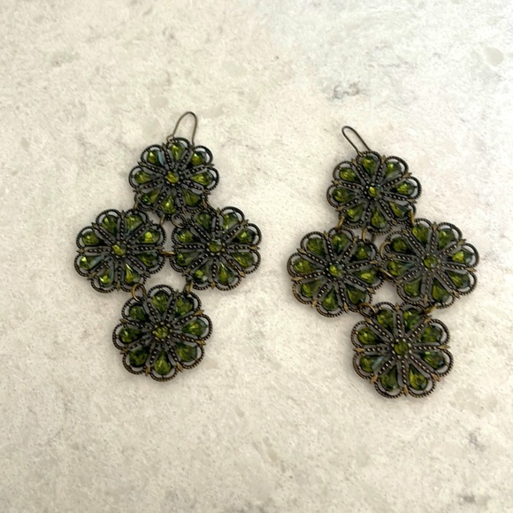Peridot dangle chandelier earrings